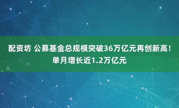 配资坊 公募基金总规模突破36万亿元再创新高！单月增长近1.2万亿元