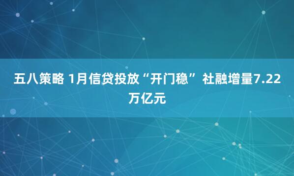 五八策略 1月信贷投放“开门稳” 社融增量7.22万亿元
